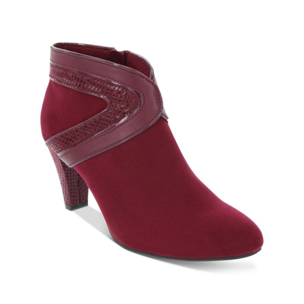 KAREN SCOTT Womens Burgundy Snake Wendaa Almond Toe Cone Heel Booties 6.5 M